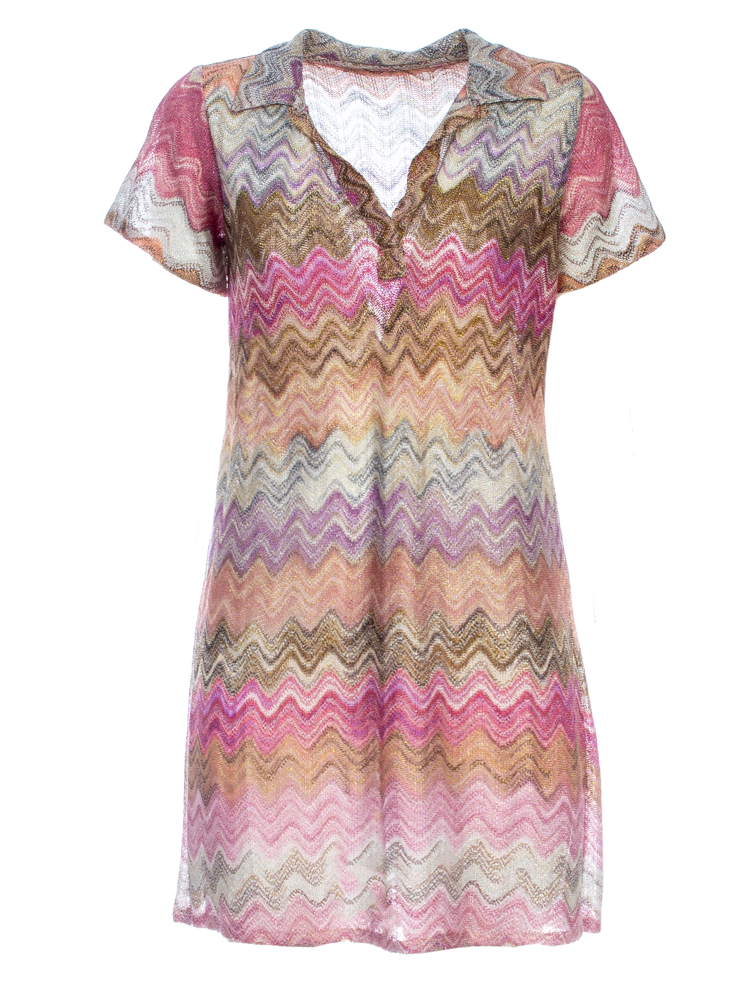 SHORT COLLAR DRESS JACQUARD WAVE LUREX, 3TG